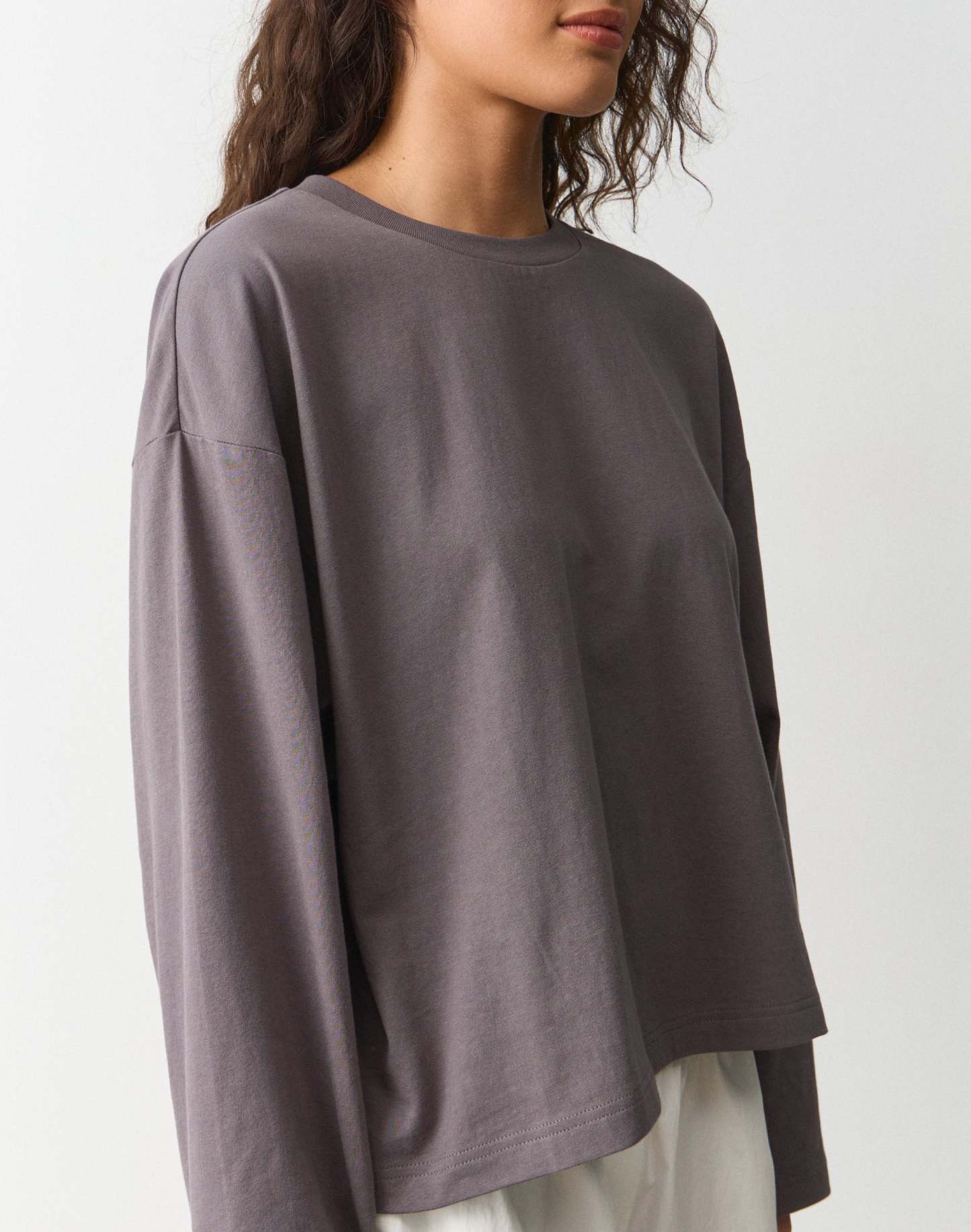 Cotton Boxy Long Sleeve Top