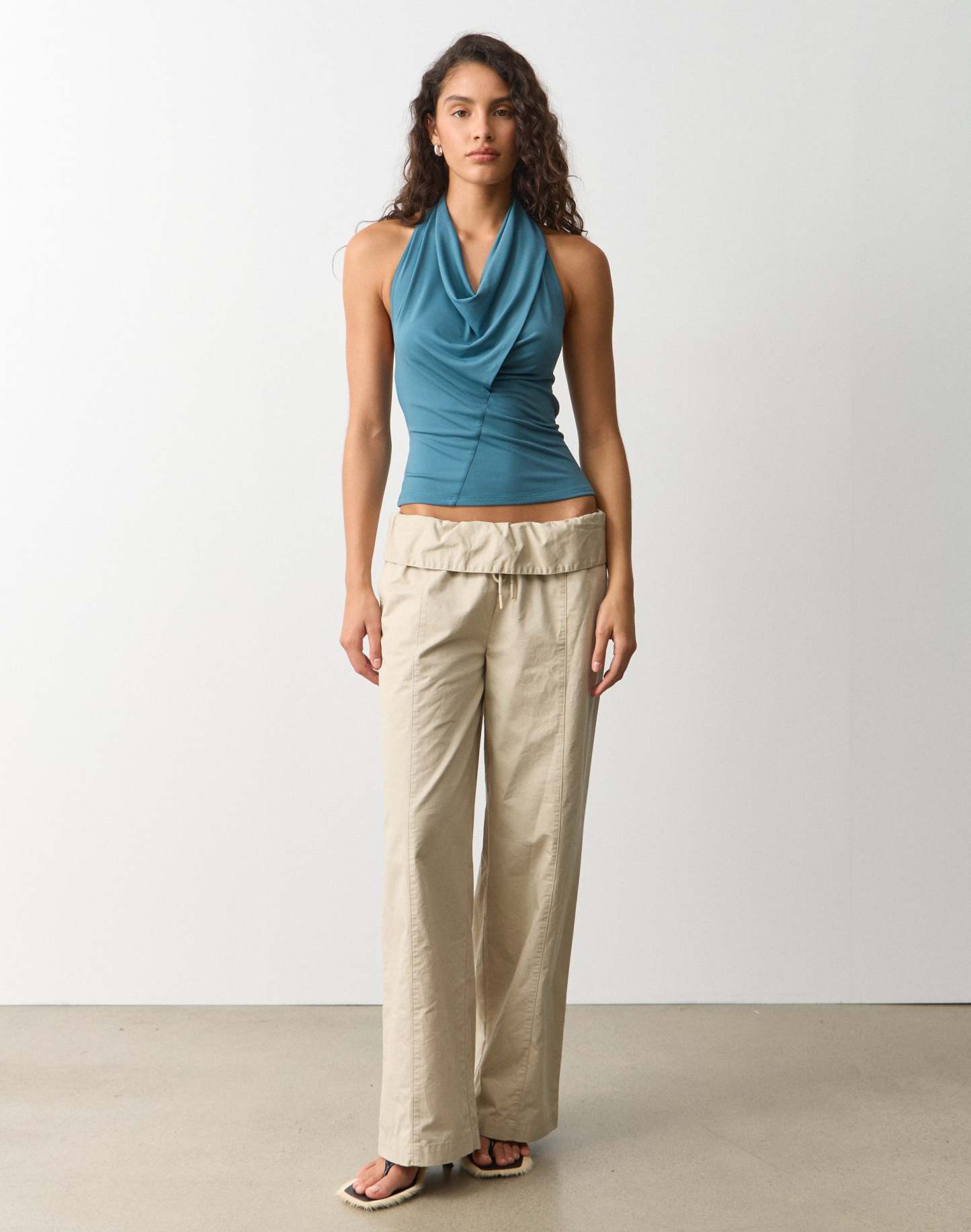 Draped Cowl Halter Top