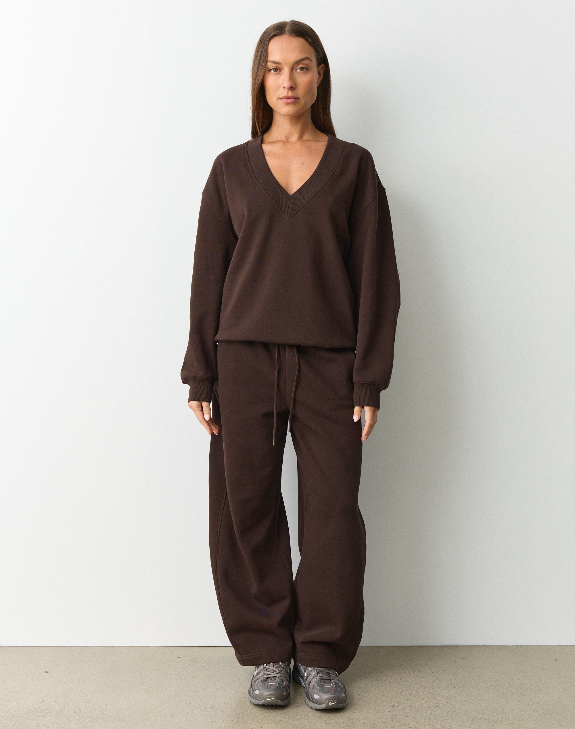 Cotton V Neck Sweatshirt