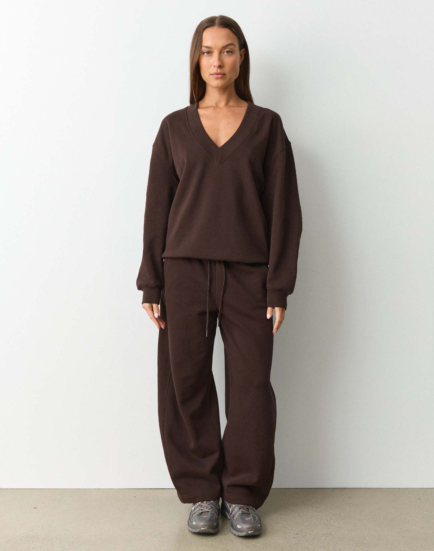 Cotton V Neck Sweatshirt