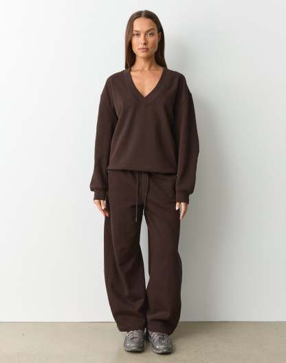 Cotton V Neck Sweatshirt