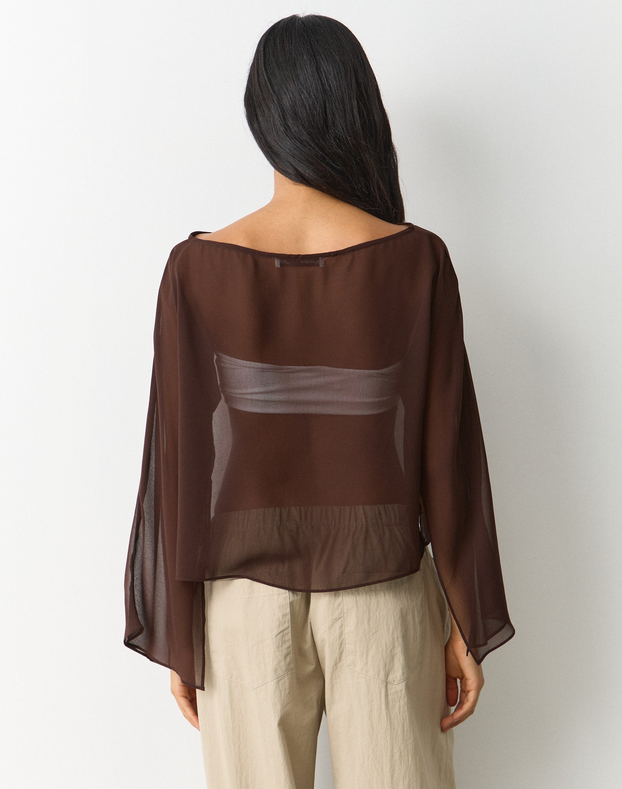 Chiffon Sheer Long Sleeve Blouse