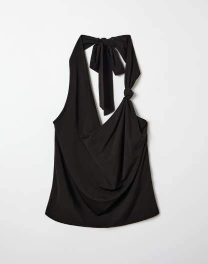 Knot Cowl Neck Halter Top