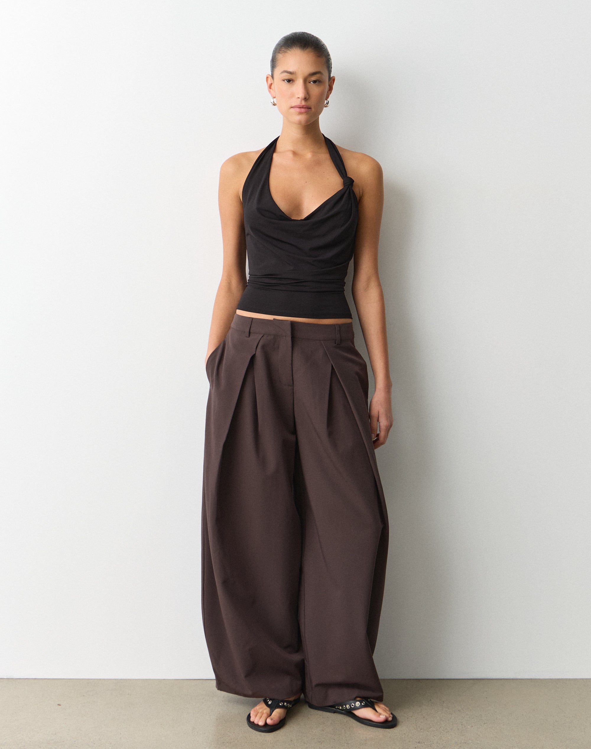 Knot Cowl Neck Halter Top