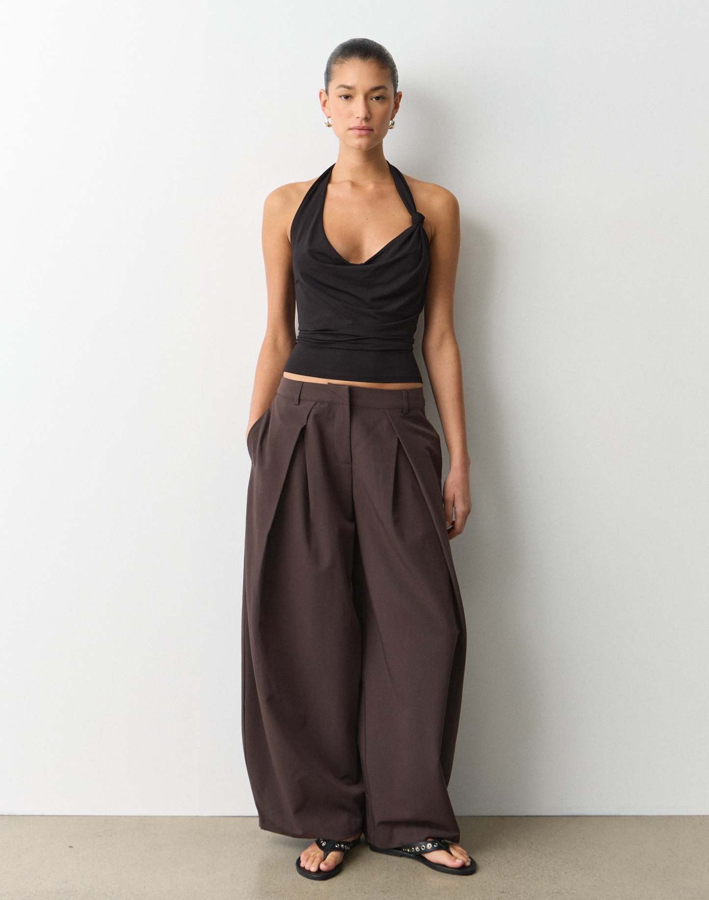 Knot Cowl Neck Halter Top