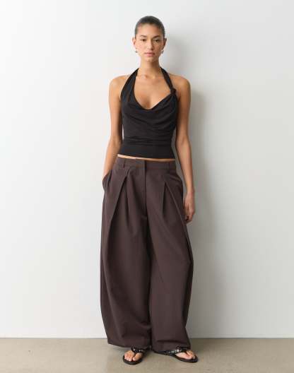 Knot Cowl Neck Halter Top