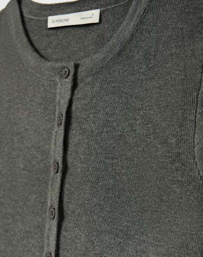 Rib Button Up Knit Cardigan