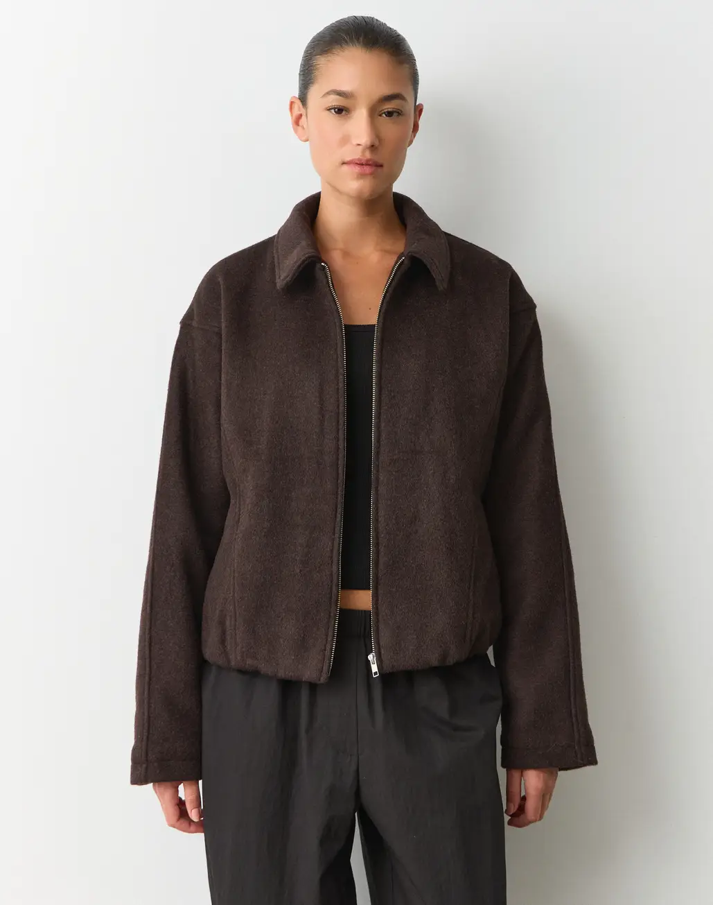 Wool Blend Collared Jacket