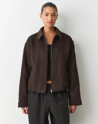 Wool Blend Collared Jacket