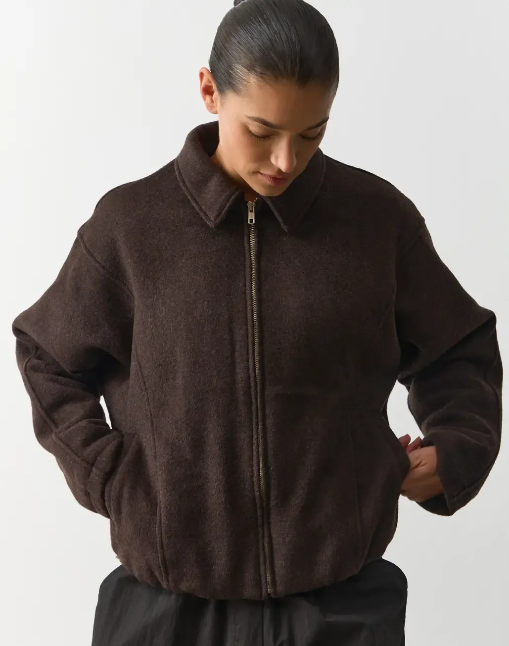 Wool Blend Collared Jacket