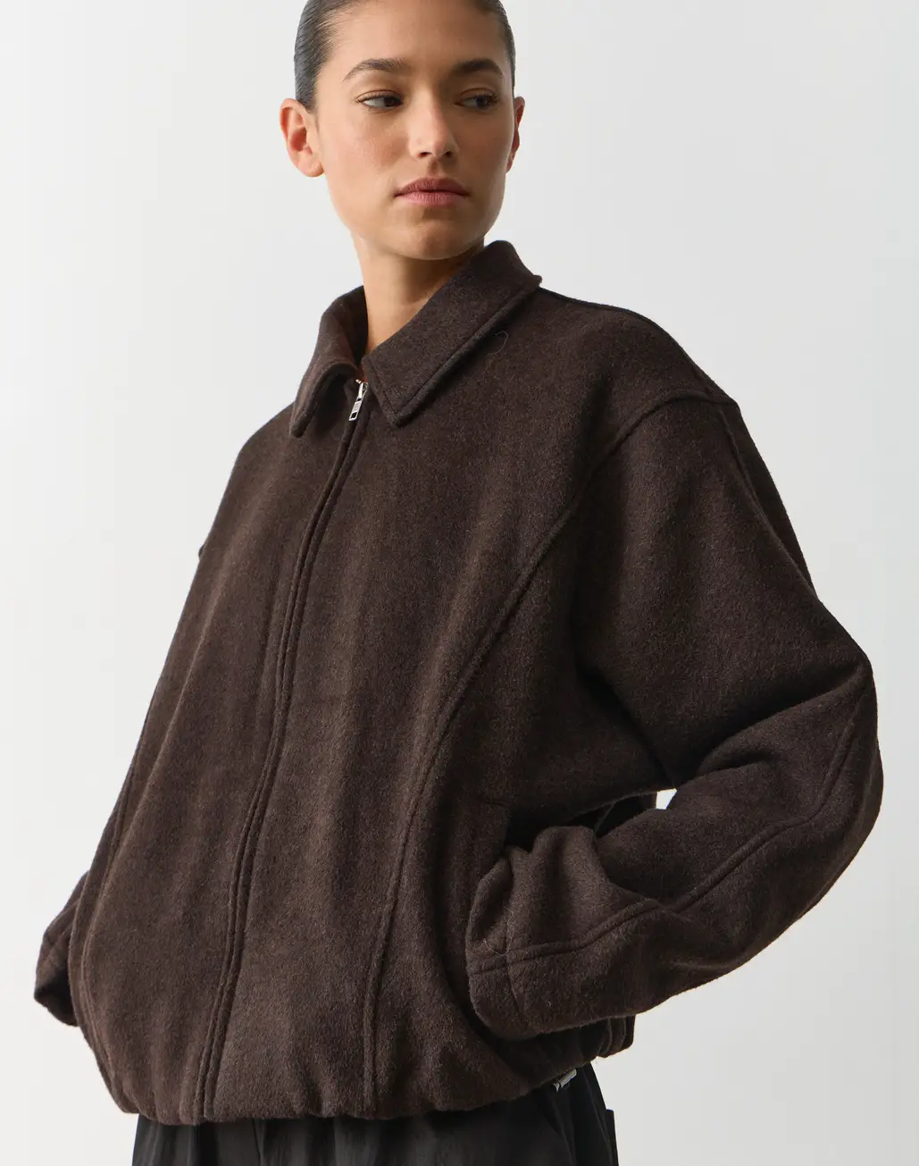 Wool Blend Collared Jacket