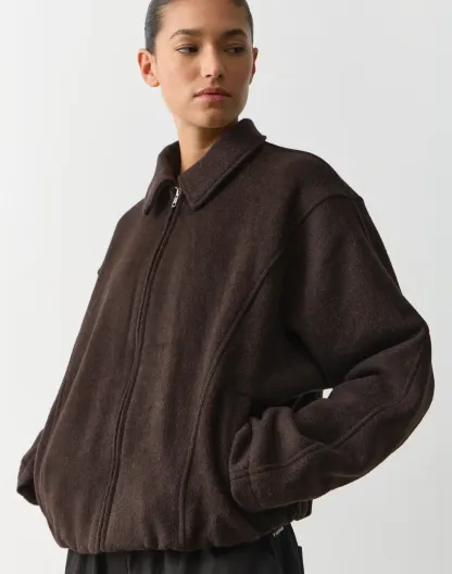 Wool Blend Collared Jacket