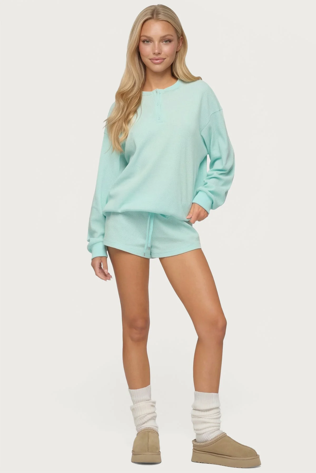 Baila Waffle Henley Top