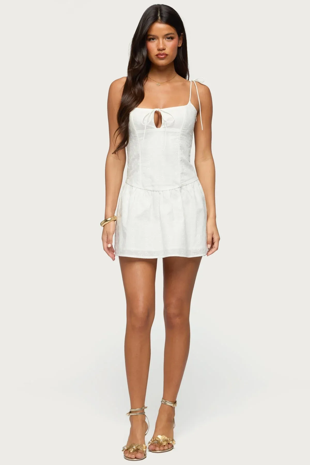 Kaira Eyelet Boned Mini Dress