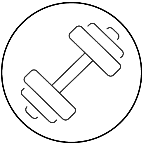 Icon of a dumbell on a background.