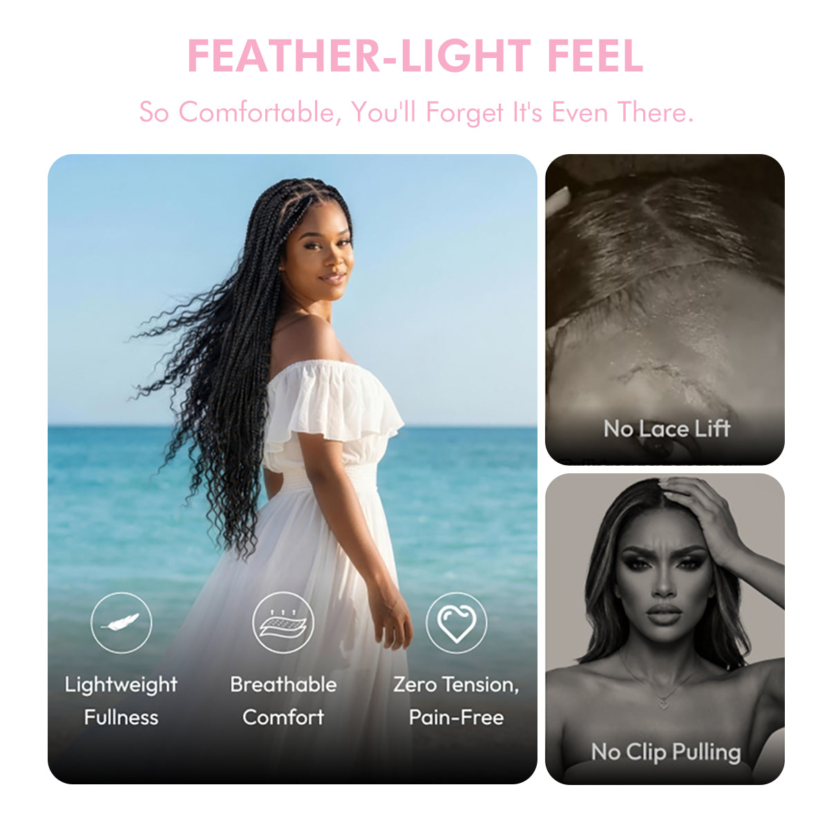 Geeta Hair Feather Crochet Human Hair All Textures Miracle Knots Friendly for Boho Braids Pre-Separated Time-Saving Design