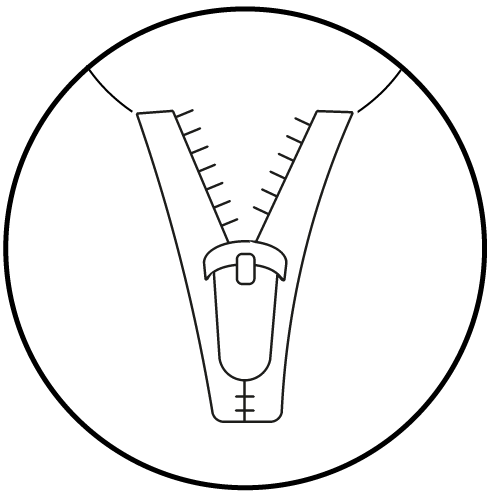 Icon of a half zip on a white background.