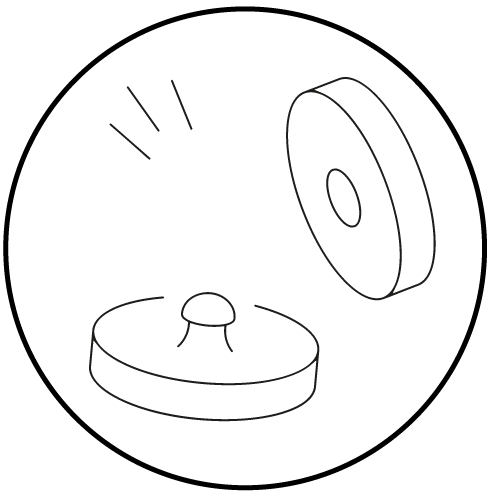 Icon of a snap closure button on a white background