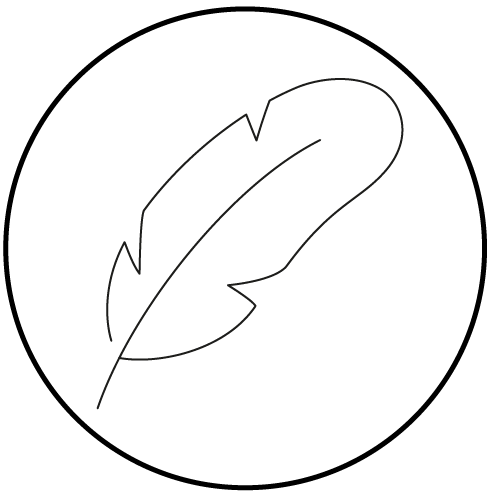 Icon of a feather on a white background.