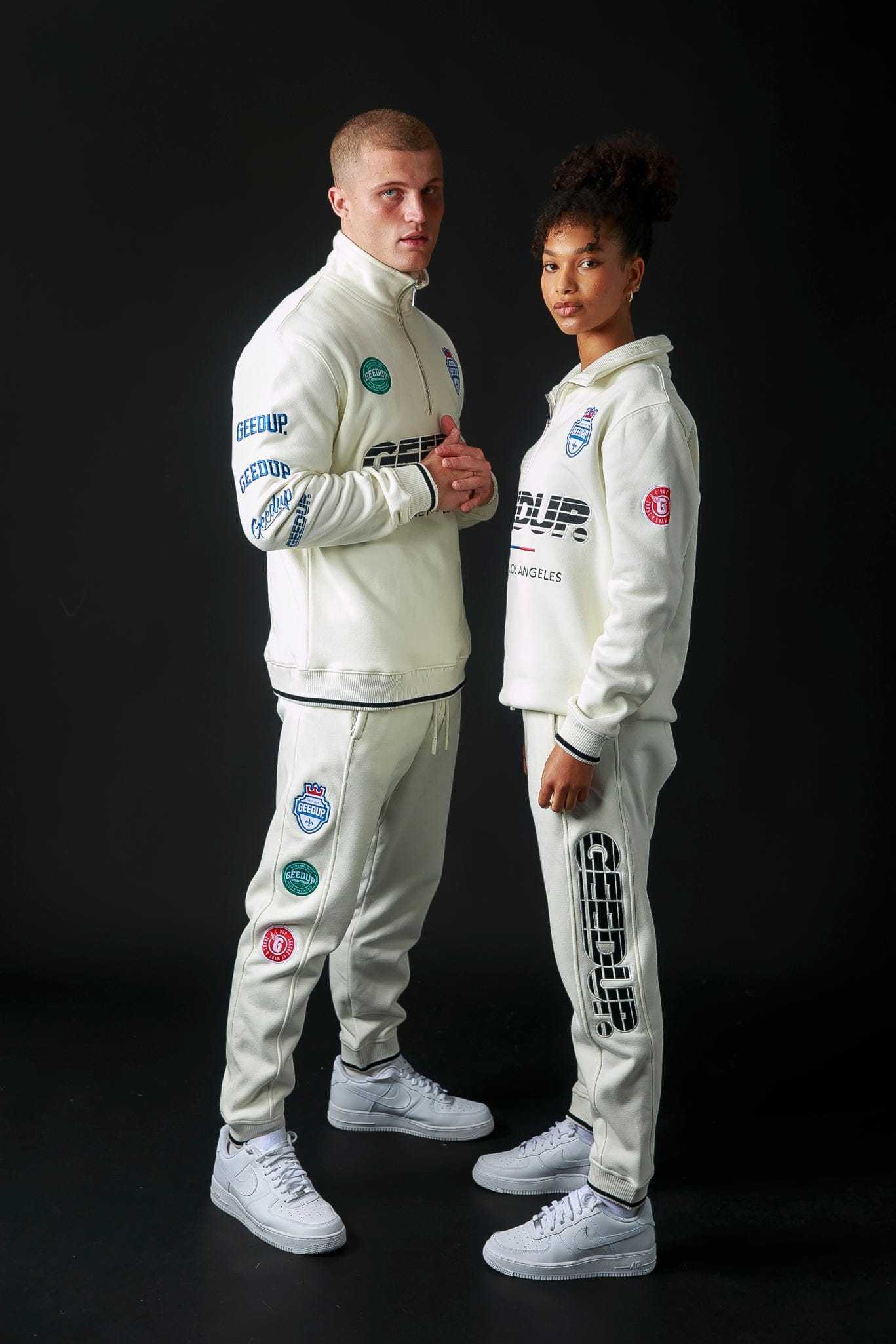 Geedup Sportsman Badges Light Cream Trackpants