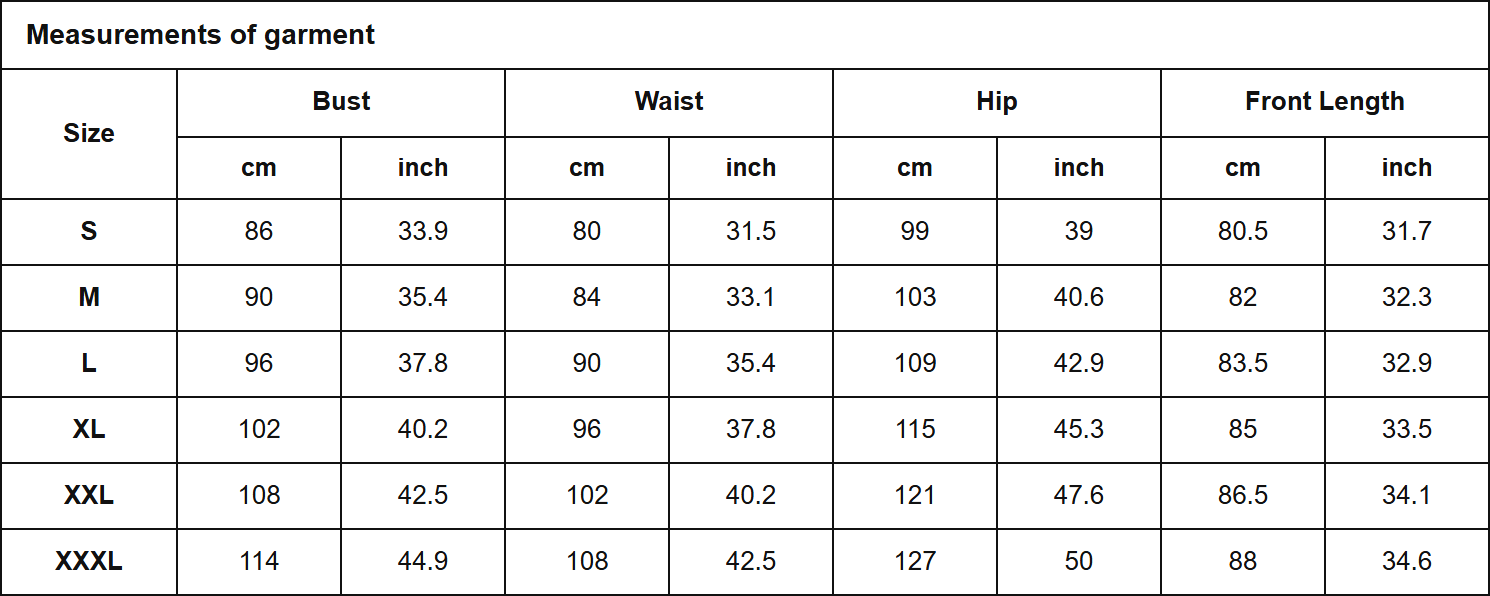 SCX003580 Size Chart