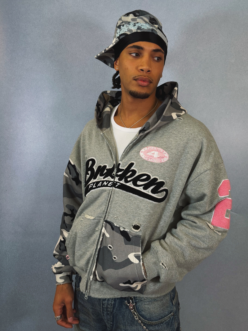 Deconstructed Snow Camo Zip-up