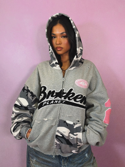 Deconstructed Snow Camo Zip-up