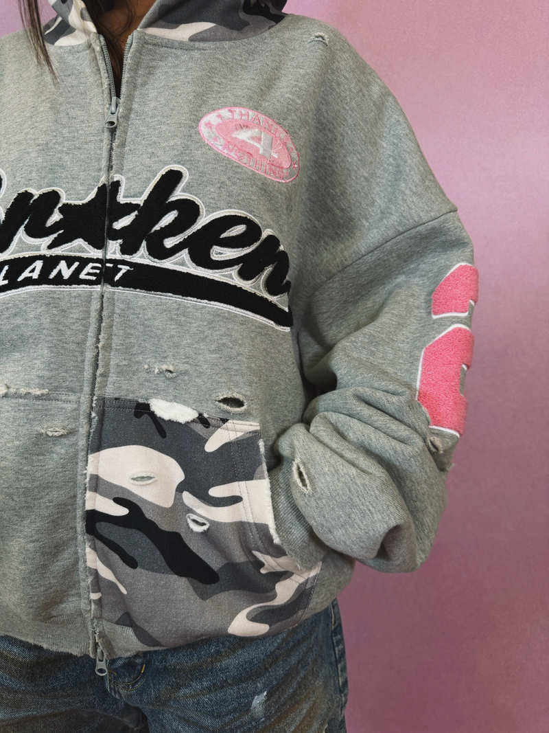 Deconstructed Snow Camo Zip-up
