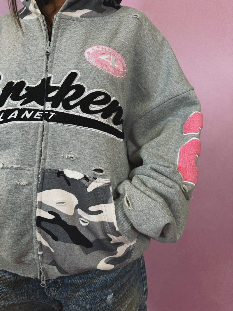 Deconstructed Snow Camo Zip-up