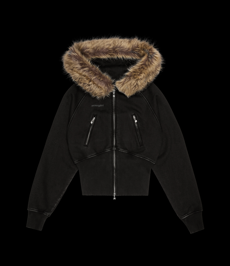Faux Fur Zip-Up Hoodie