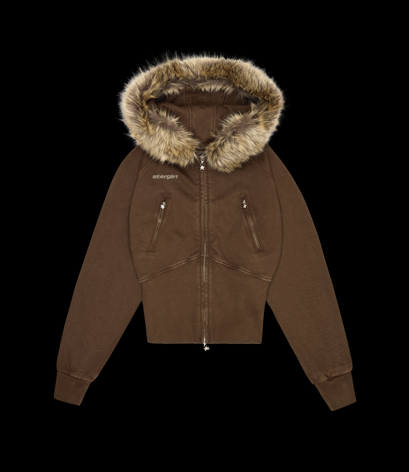 Faux Fur Zip-Up Hoodie