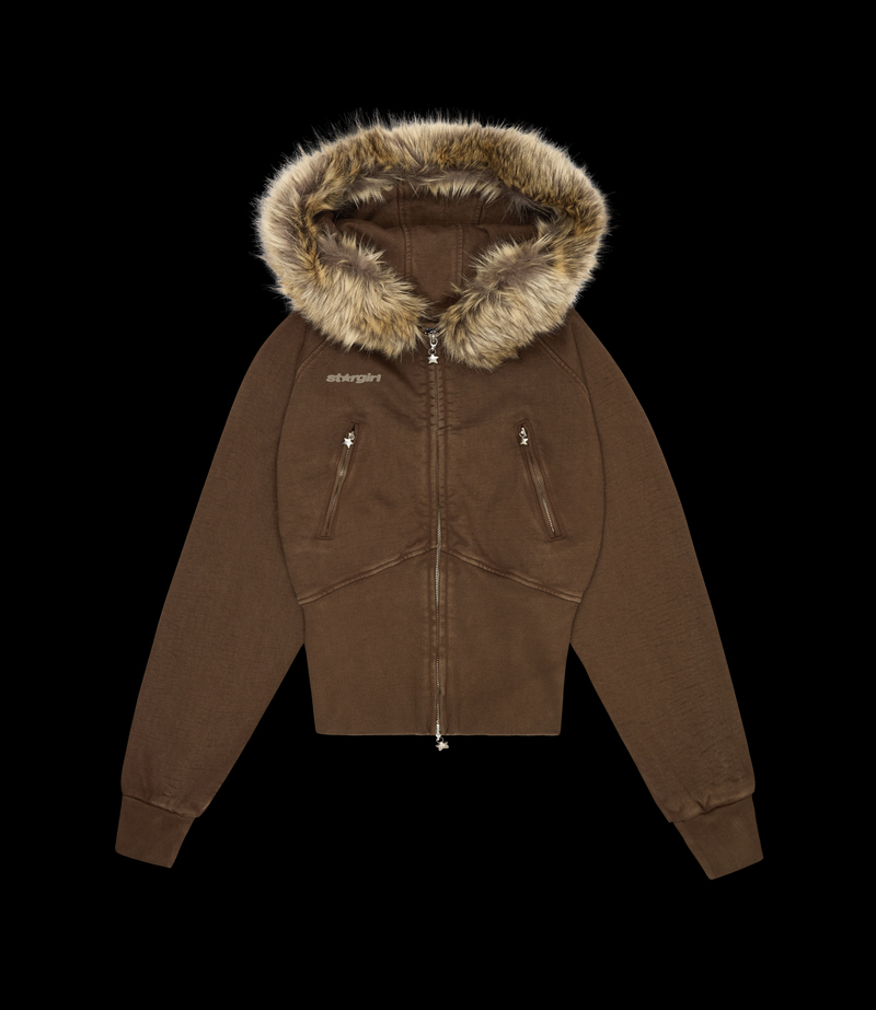 Faux Fur Zip-Up Hoodie