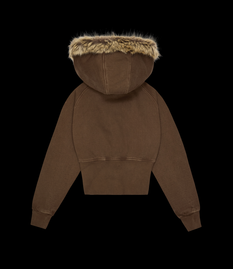 Faux Fur Zip-Up Hoodie