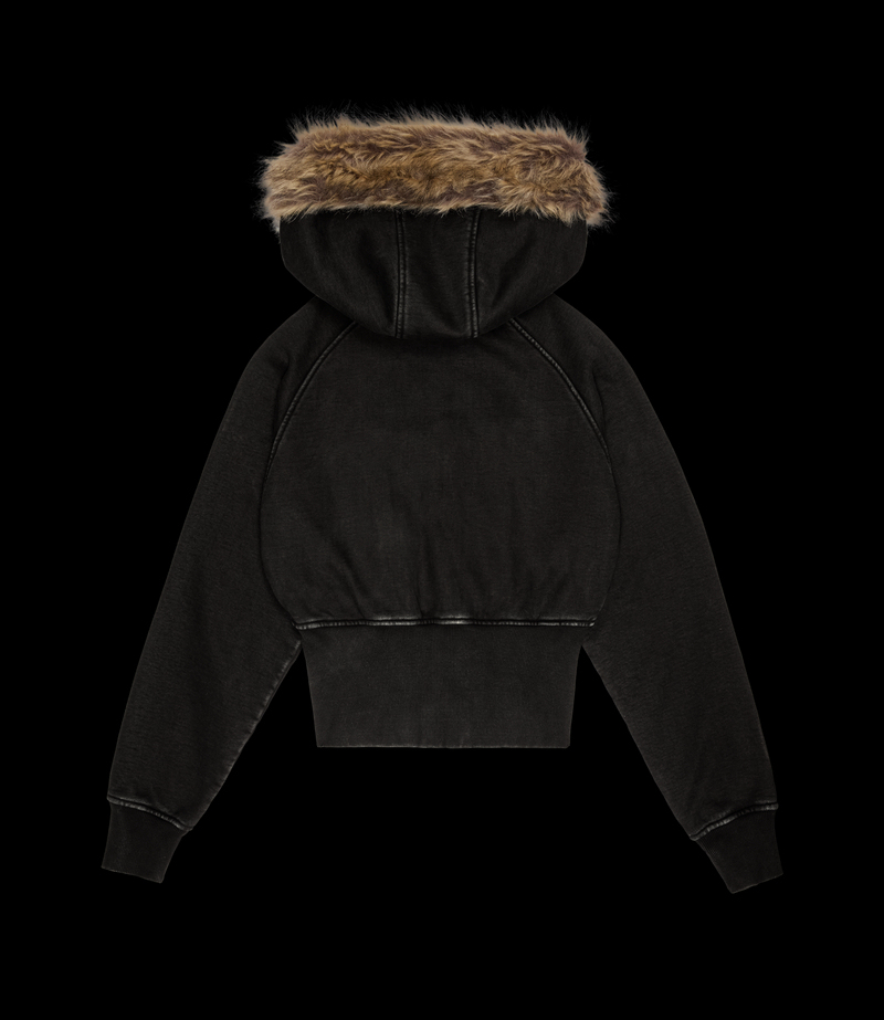 Faux Fur Zip-Up Hoodie