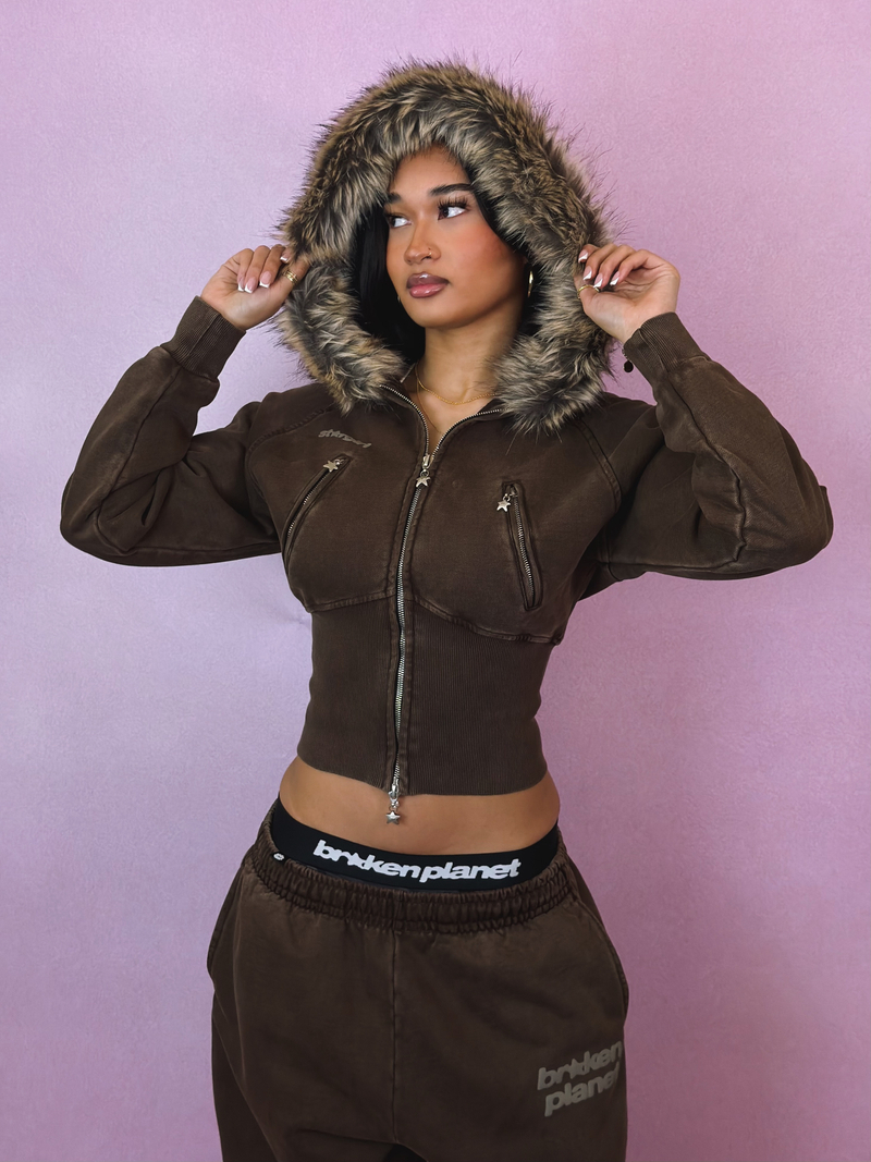 Faux Fur Zip-Up Hoodie