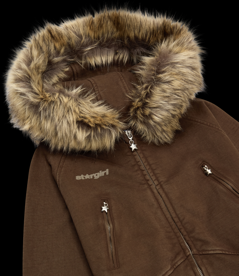 Faux Fur Zip-Up Hoodie