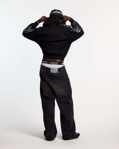 NEW SCRIPT ZIP HOODIE BLACK