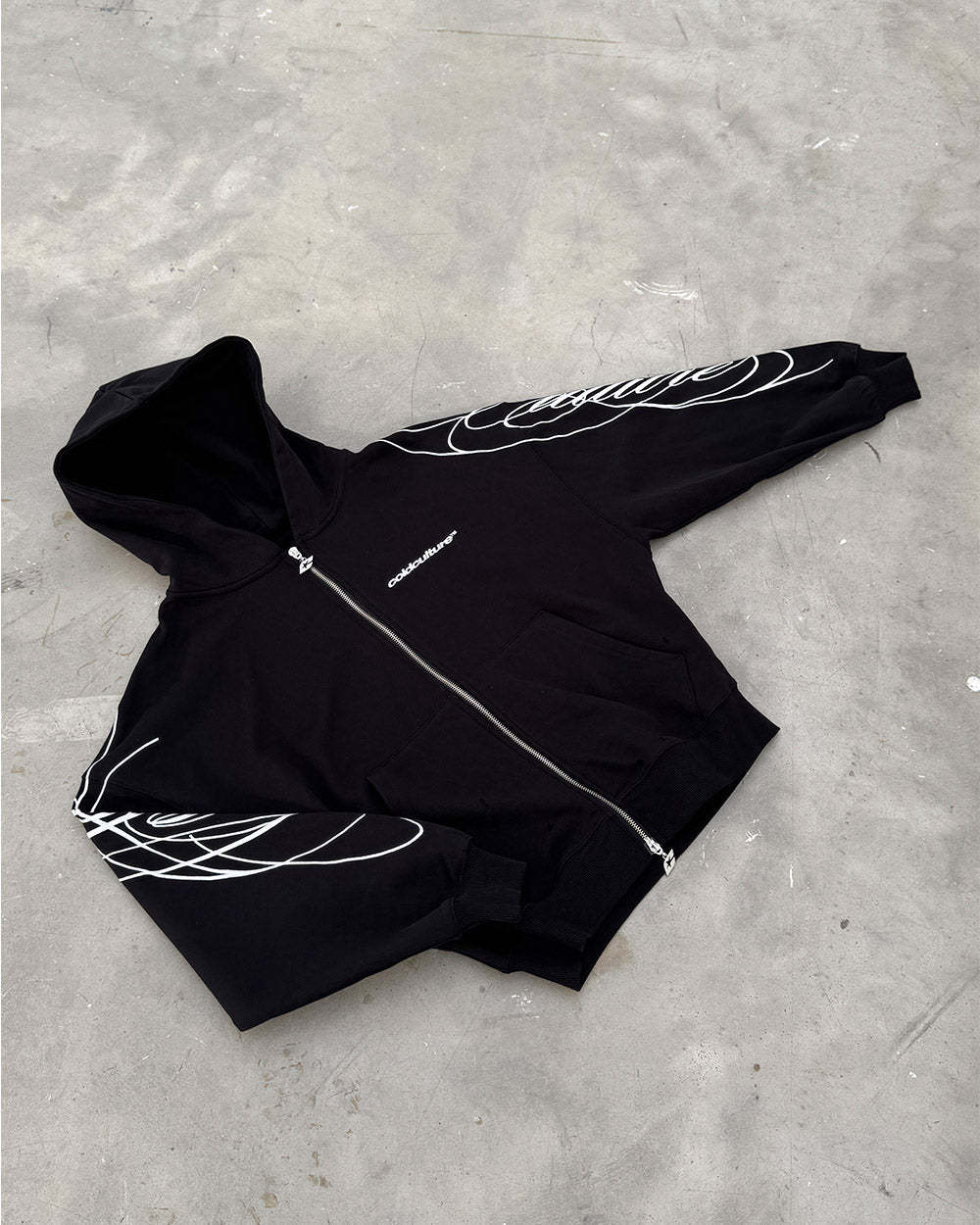 NEW SCRIPT ZIP HOODIE BLACK