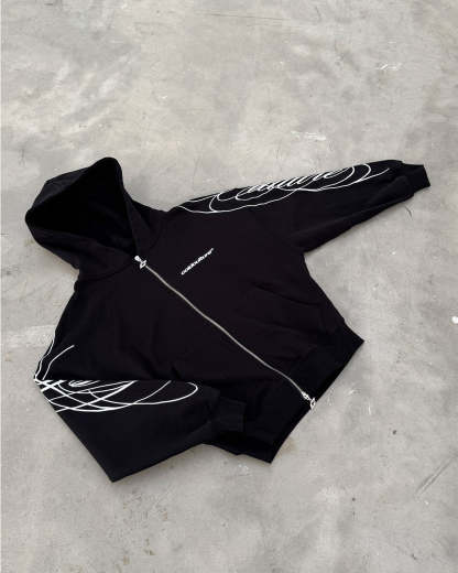 NEW SCRIPT ZIP HOODIE BLACK
