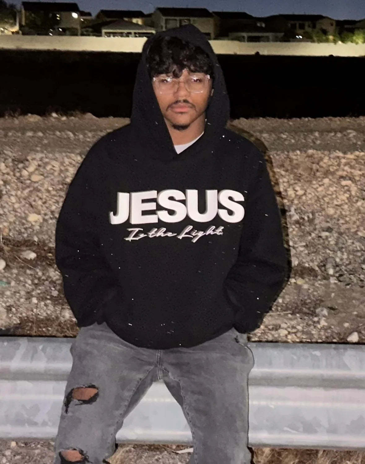 Jesus Is The Light Rhinestone Hoodie