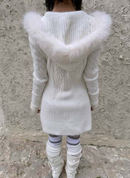 Angel Wings Long Knit Cardigan – Black & White