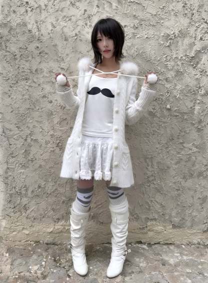 Angel Wings Long Knit Cardigan – Black & White