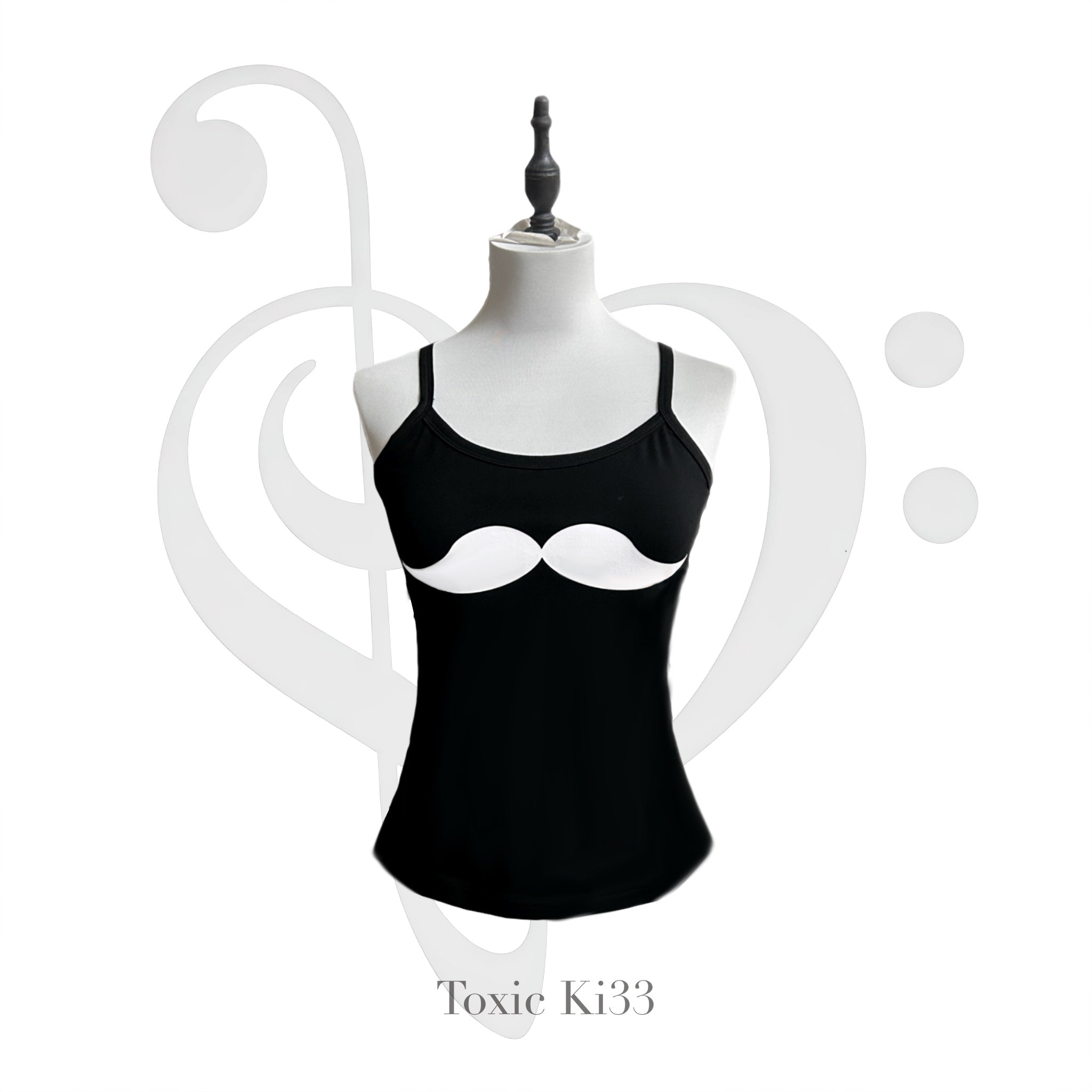 Mustache Cami Top | Black & White