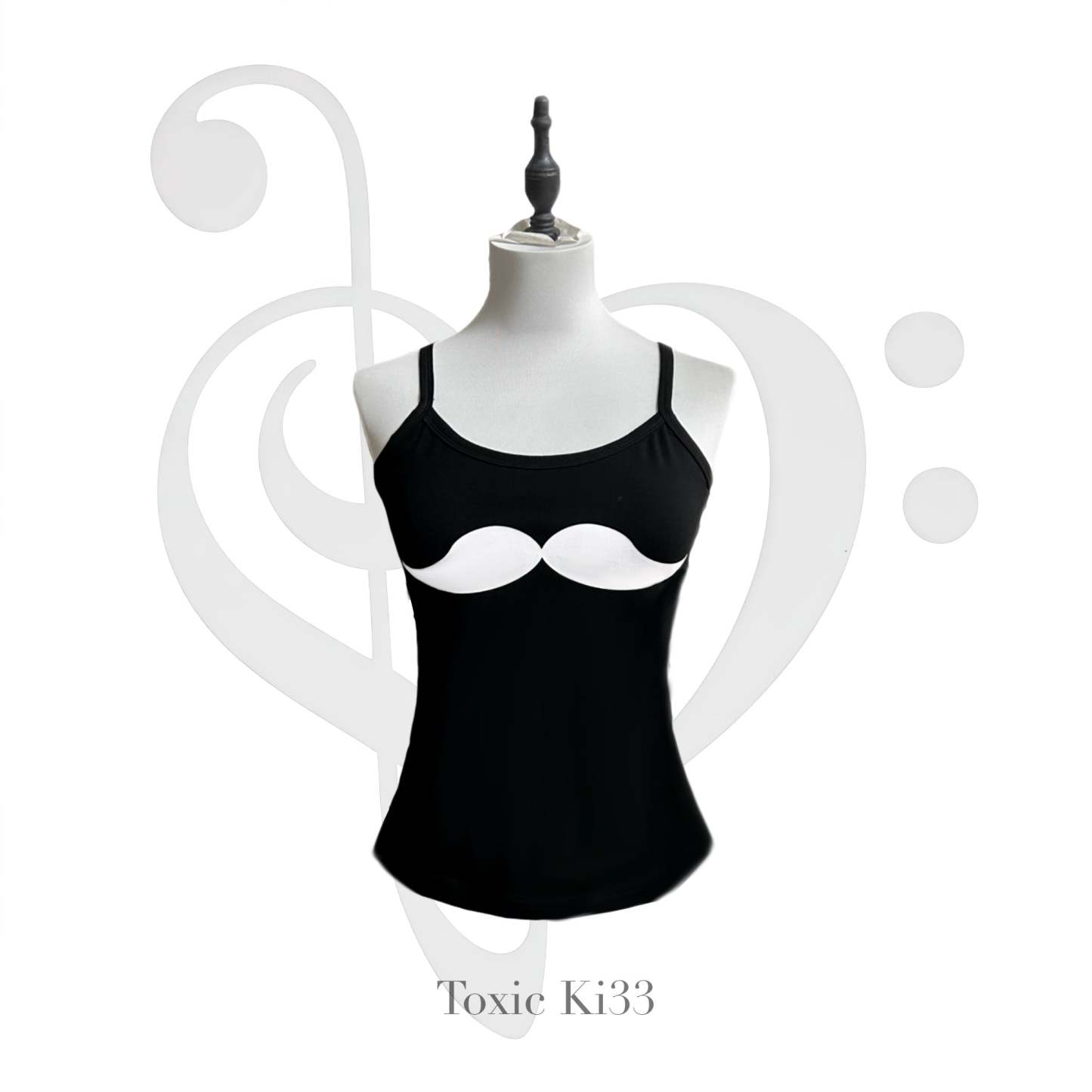 Mustache Cami Top | Black & White