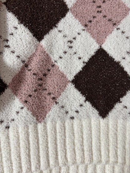 Ivory Argyle Off-Shoulder Knit