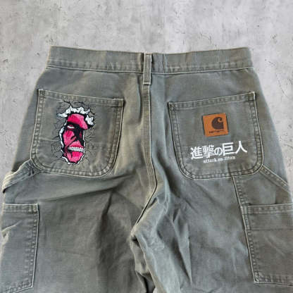 Embroidered attack on titan Carhartt pants
