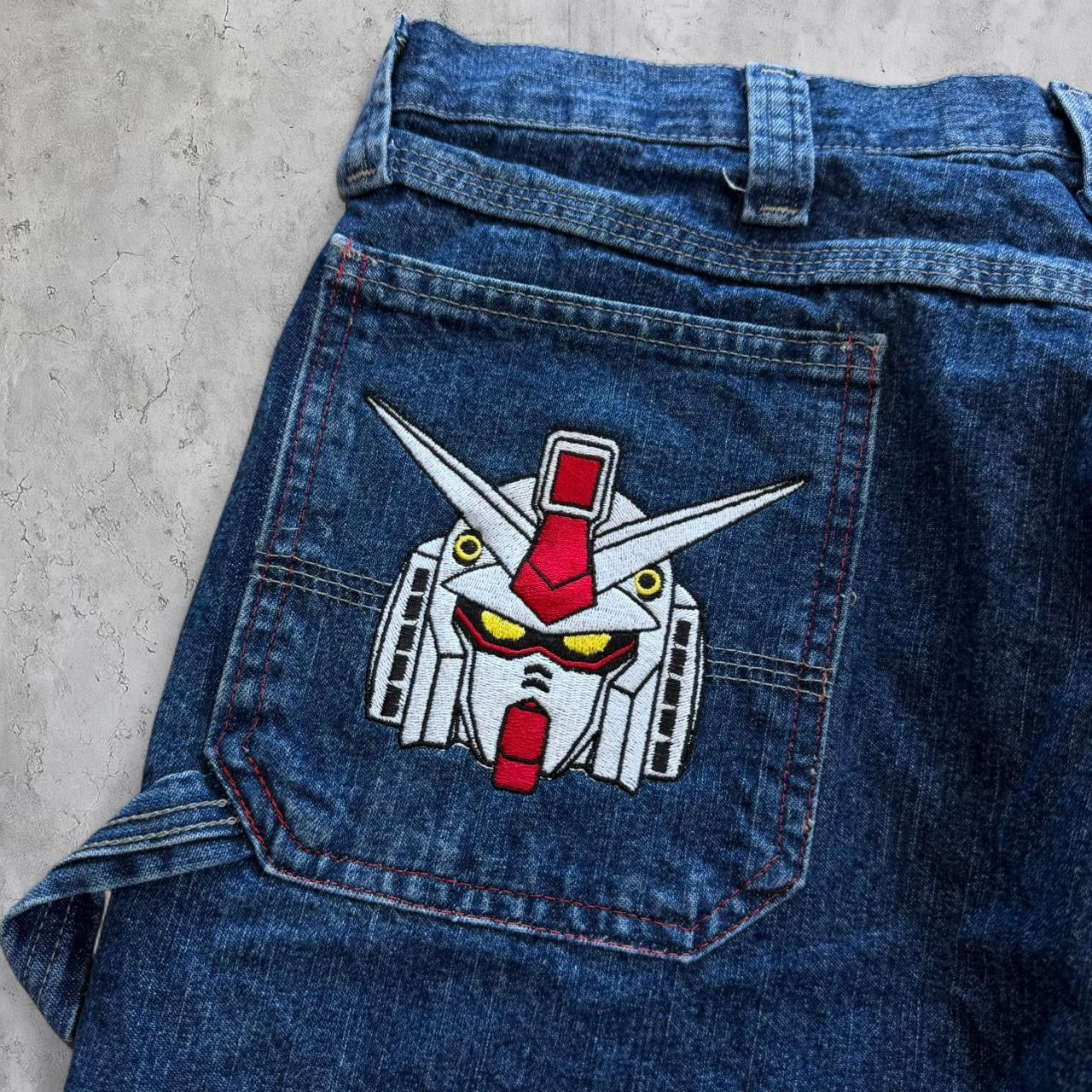 Embroidered Gundam jorts