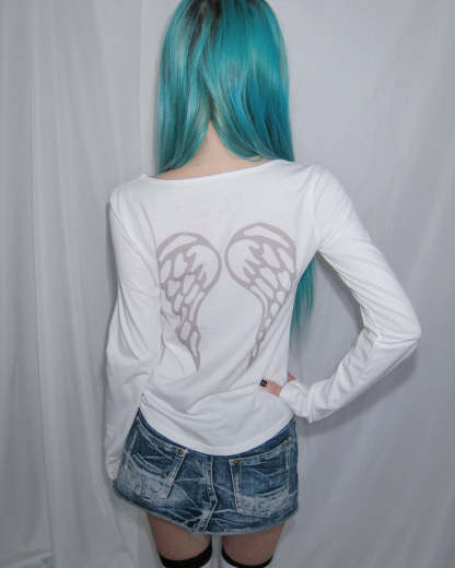 "I Love Mustache" Y2K Cotton Long Sleeve Tee | Grey & White Available