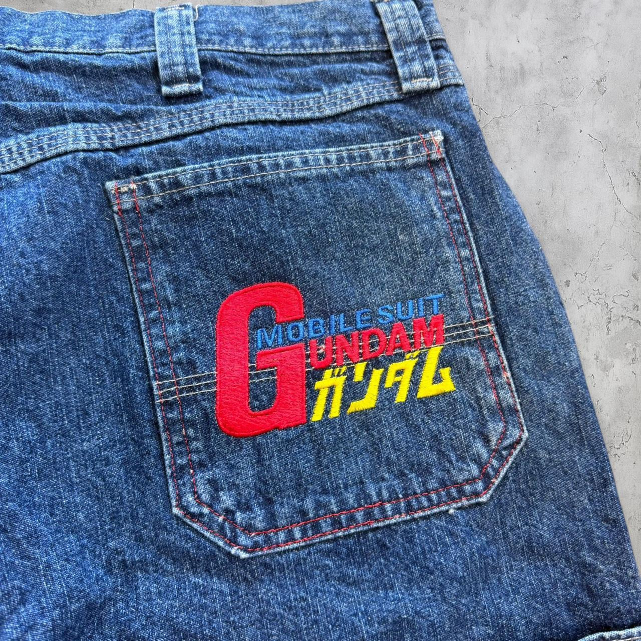 Embroidered Gundam jorts