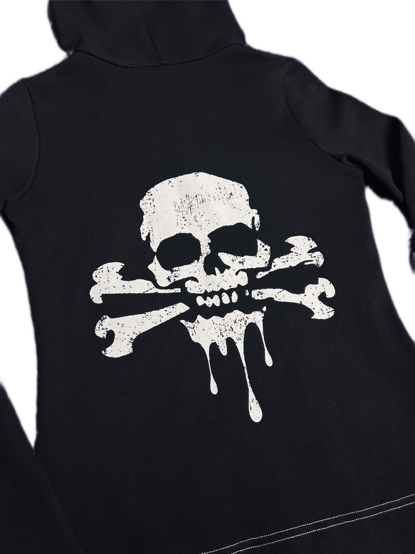 Knockout Slim Fit Black Hoodie with Zebra Pattern Hood Lining & Rivet Details
